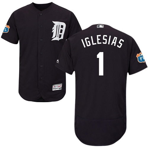 Tigers #1 Jose Iglesias Navy Blue Flexbase Authentic Collection Stitched MLB Jersey - Click Image to Close